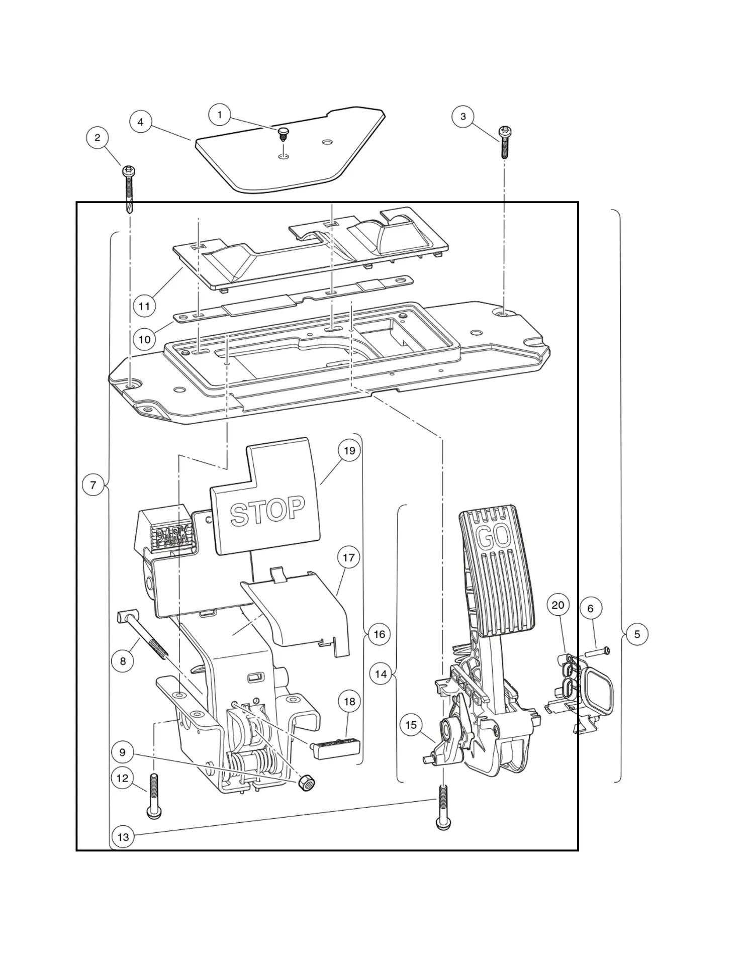 [103975011] Kit pédales sans interrupteur, MCOR, mech, Service, pièce d'origine Clubcar