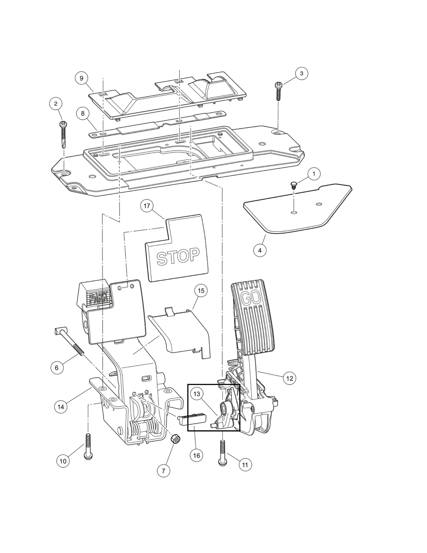 Park Brake Release ass., Original for Clubcar